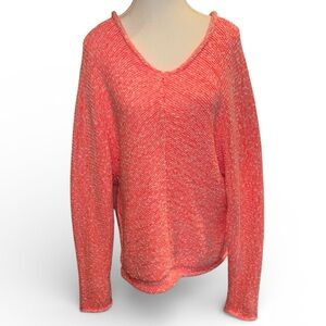 Free People V-Neck Sweater in Coral